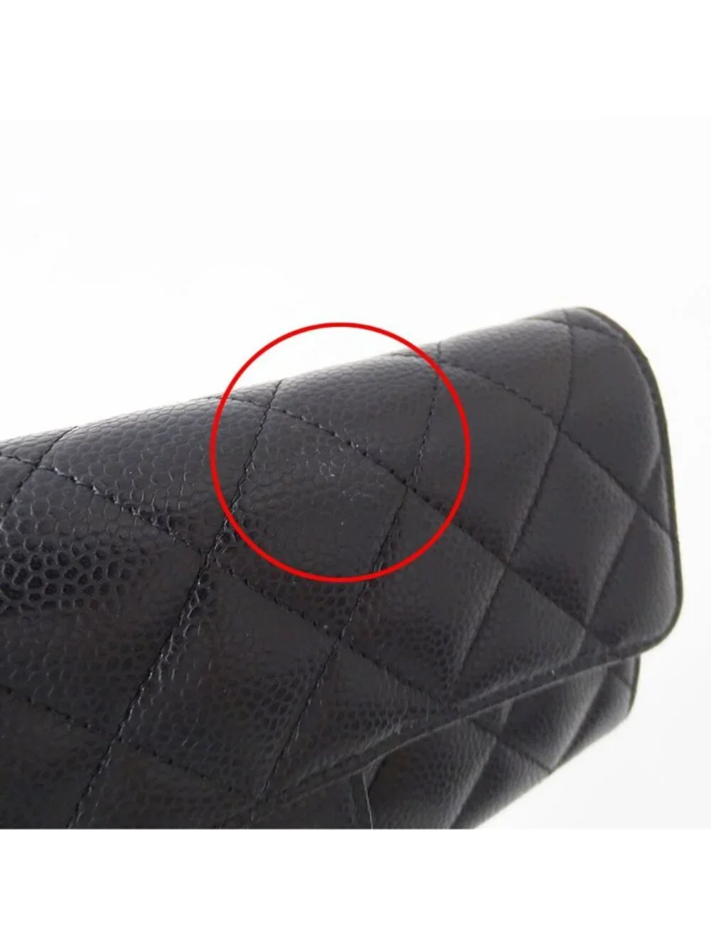 Chanel Wallet Quilted Caviar Leather Black Gold